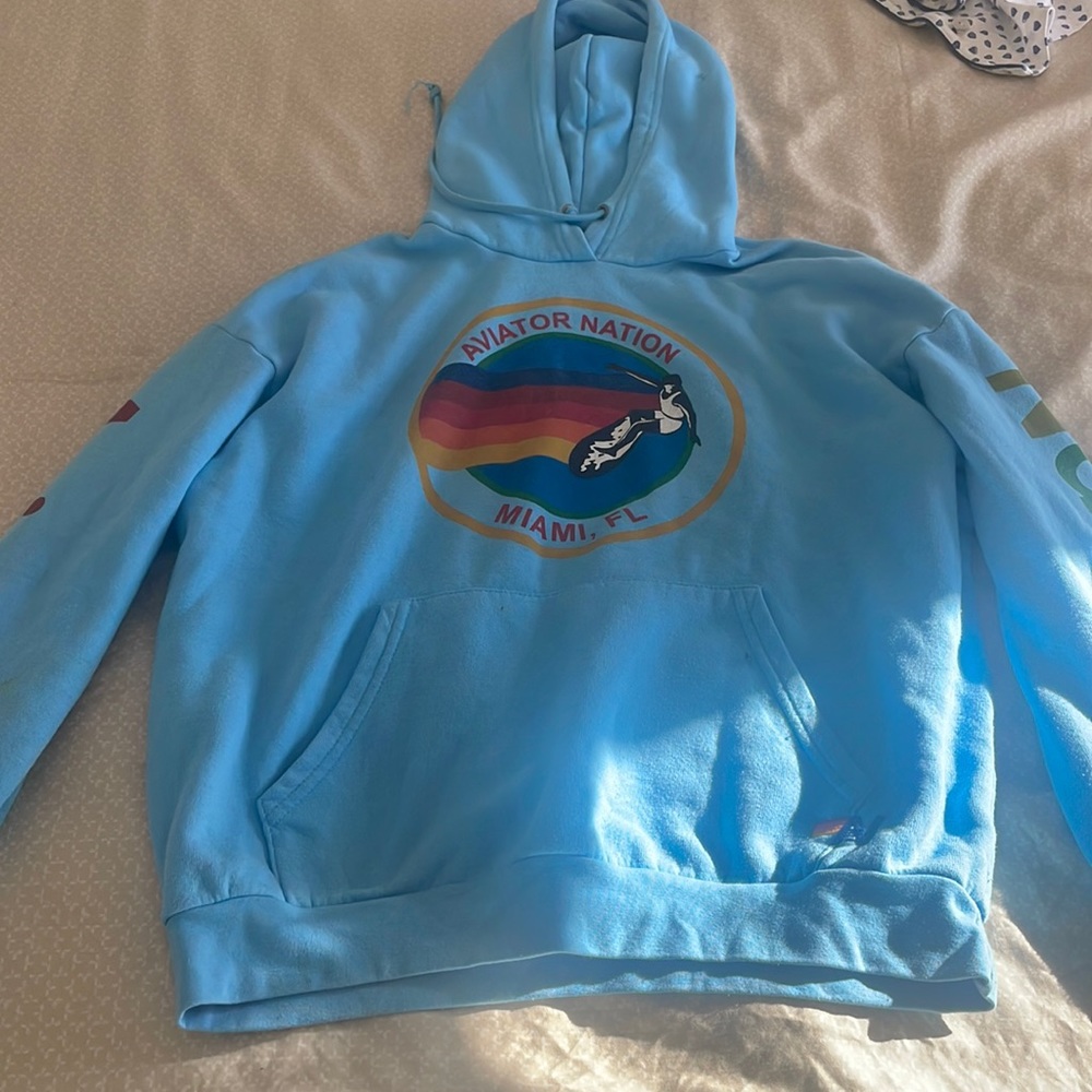 light blue aviator nation hoodie size s